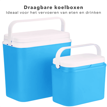 Cheqo® Koelbox Set - Koelboxen - 2 Stuks - 10L & 24L - 26x18x31cm & 39x24x39cm Koelbox