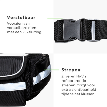 Cheqo® Gereedschapsgordel - Polyester met Reflectiestrepen, 11 Opbergopties, 2 Compartimenten, Hamerlus, Tapehouder, Clip - Verstelbare Riem met Klik-/Klemgesp Gereedschapsgordels