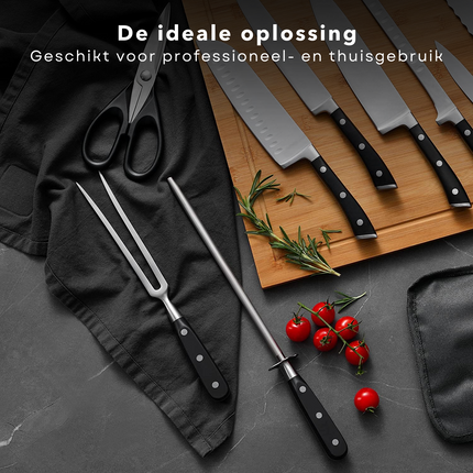 Cheqo® Messenslijper Aanzetstaal - Slijpstaaf - Slijpsteen - 25 cm - RVS - Vaatwasserbestendig Messenslijper