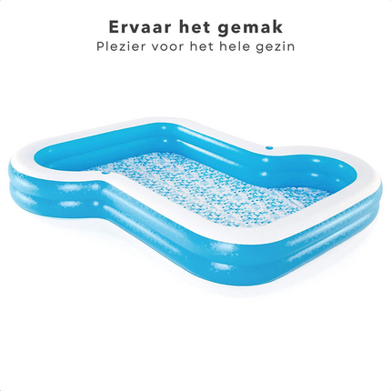 Cheqo® Familiebad - Opblaasbad - Opblaasbaar Zwembad - Z-vormig - 305x274x46cm - 1207L - 2 Ringen - 2 Loungegedeeltes - Extra Brede Zijwanden - 2 Bekerhouders Opblaas Zwembad