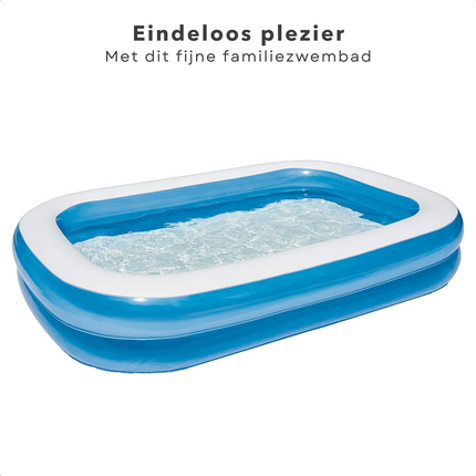 Cheqo® Familie Zwembad - Opblaas Zwembad - Zwembad Opblaasbaar - 211x132cm - Stevig Vinyl - 2 Gelijke Ringen - Extra Brede Zijwanden - 400L Watercapaciteit Opblaas Zwembad