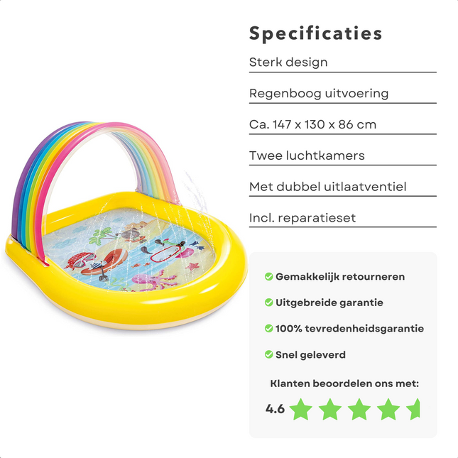 Cheqo® Kinderbadje - Zwembad - Speelcentrum - Kinder Zwembad - Speelbadje - Watersproeier - 147x130x86cm - Met Reparatiesetje Opblaas Zwembad