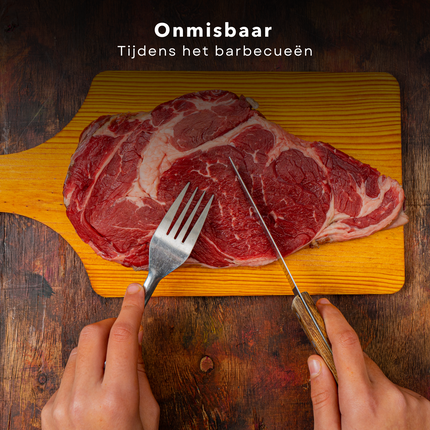 Cheqo® 6-delige Steakvorken Set - 19,5 cm - Roestvrij Staal & Houten Handvat - Perfect voor BBQ - Steak Vorken Vorken