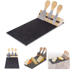 Cheqo® Kaasplankje - Kaasplank - Leisteen Serveerplank - Leistenen Kaasplank - 30x15cm - Kaasmessen - Bamboe - Antislip Voetjes Kaasplank