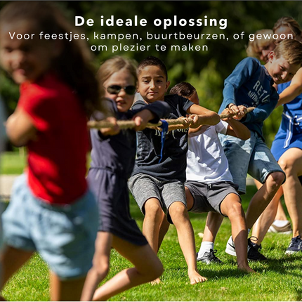 Cheqo® Touwtrekspel - 10m - Ouderwets Touwtrekken - 1 tegen 1 of 2 Ploegen - 2cm Diameter - Vlaggetje in het Midden Touwtrekken