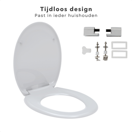 Cheqo® Toiletbril Duroplast - WC Bril - 45 x 38 cm - 18 Inch - Wit - Verbinding ABS - Softclose WC-brillen