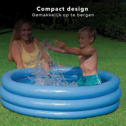 Cheqo® 3-Rings Kinder Zwembad - Kinderbad - Opblaasbad - Opblaaszwembad voor Kinderen - 114cm - 25cm - Kinderbad - 3 Luchtkamers - Met Opbergzak Opblaas Zwembad