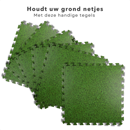 Cheqo® Multifunctionele Zwembadtegels - Puzzeltegels - Zwembad Vloermat - Fitness Puzzelmat - Yogamat - Tuinvloer - Set van 6 stuks - 40x40cm - Grasprint - Kunstgras - Vloertegels Onderzeilen