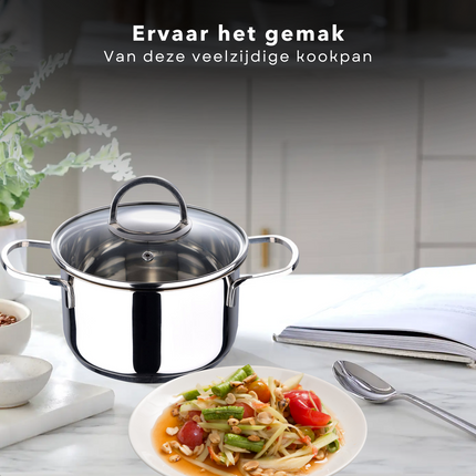 Cheqo® Kookpan met Deksel - Alle Warmtebronnen - Ook voor Inductie - Ø20 cm - 3.3L Kookpan
