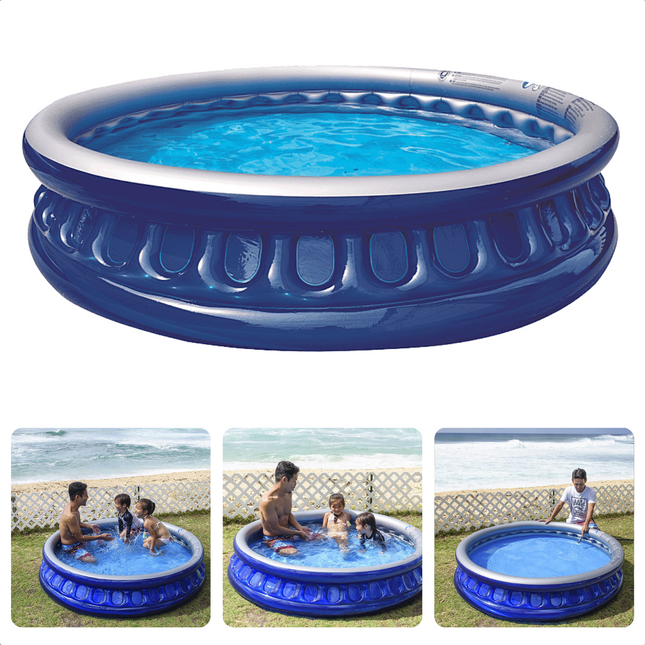 Cheqo® Opblaasbaar Kinderbad - Zwembad - Opblaasbad - 175x35cm - 450L - Zachte Wand - Donkerblauw Opblaas Zwembad