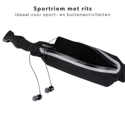 Cheqo® Verstelbare Sportriem met Rits - Running Belt - Running Bag - Heuptasje - Hardloop Heuptas - Hardloopriem - 100 cm Elastisch & Comfortabel - 100% Nylon - Ideaal voor Hardlopen, Wandelen & Fietsen Running belts