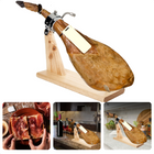 Cheqo® Hamhouder met RVS Klemmen en Houten Standaard - Roterend - 47x17x24cm - 4 Viltglijders - Bescherm Beschadigingen Hamhouder