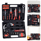 Cheqo® 53-delige Gereedschapset - Gereedschap Set - Klauwhamer, Afbreekmes, Spanningszoeker, Combinatietang, Ratel, Bits, Rolbandmaat, Doppen, Stiftsleutel - 30 x 22 x 7 cm Gereedschapskoffer Gereedschapsset