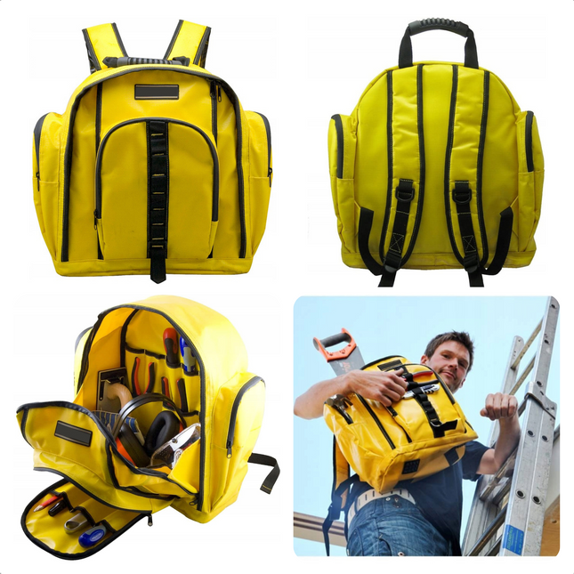 Cheqo® All-Weather Gereedschapsrugtas - Gereedschapstas - Gereedschapsrugzak - Rugzak voor Gereedschap - Waterbestendig - 39 Opbergmogelijkheden - Verstelbare Schouderriemen - 37x22xH45cm Gereedschapstas