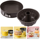 Cheqo® Bakvormen Set - 2 Stuks - Koolstofstaal - Non-stick - Krasvast - Chocolade/Taupe - Tulbandvorm (ø22x11cm) - Springvorm (ø26x6,8cm) - Taartvorm - Cakevorm Bakvormen