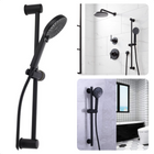 Cheqo® Doucheset Zwart - Handdouche met 3 Standen - Ø11cm - 150cm Doucheslang - Ø19mm Glijstang - 60cm - Mat Zwart - Met Douchekop Zwart Doucheset