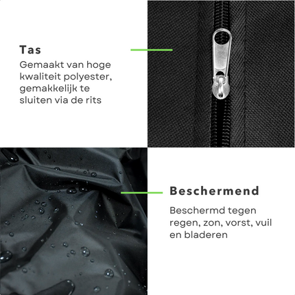 Cheqo® Parasolhoes voor Zweefparasol - Afdekhoes - 210D Polyester + PU Coating - Beschermt tegen Regen, Zon, Vorst, Vuil & Bladeren - Zwart - 220 x Ø25 x Ø45 cm - Met Opbergzak Tuinmeubelhoezen
