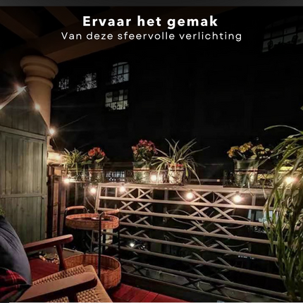 Cheqo® Partytentverlichting Lichtsnoer - 500 cm - 10 LED Lampen - 8 cm - Warm Wit - Timer - 6-18uurs - op Batterijen - Feestverlichting - Voor Binnen & Buiten Feestverlichting