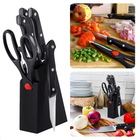 Cheqo® Messenset met Messenblok - Messen Set met Blok - Zwart - Set met Uitbeenmes 12,5cm, Steakmes 11,25cm, Universeel mes 10,6cm, Schilmes 7,5cm & Universele Schaar Messenblokken met messen