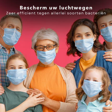 Cheqo® 3-laags Mondkapjes - 10 stuks - Niet voor Medisch Gebruik - FFP1 - BFE>90% - Voor Eenmalig Gebruik - Met Elastische Oorlusjes - Mondmaskers Mondkapjes