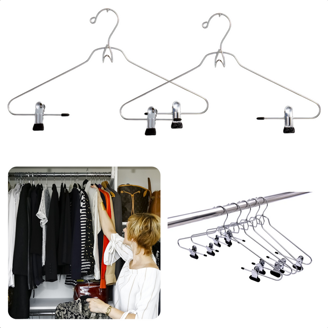 Cheqo® Metalen Kledinghangers Set - 2 Stuks - 40 cm Breed - Kleerhangers Metaal - Perfect voor Kasten, Kledingwinkels, Thuisopslag Kleerhangers