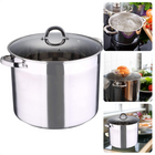 Cheqo® RVS Soeppan - 9.5 liter - 26 cm Diameter - 19 cm Hoogte - Glazen Deksel - Maatverdeling - Gas, Elektrisch, Keramisch, Inductie, Halogeen, Oven - Vaatwasserbestendig - Alle Warmtebronnen Kookpan