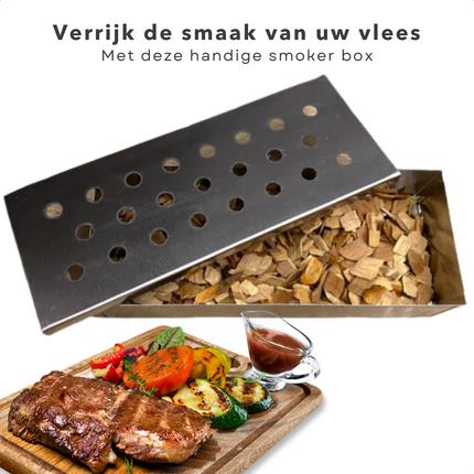 Cheqo® Luxe Barbecue Smoker - Rookbox voor BBQ - Smokerbox - Rookdoos - Rookoven - RVS - Rookgenerator - 22cm Smokerboxen