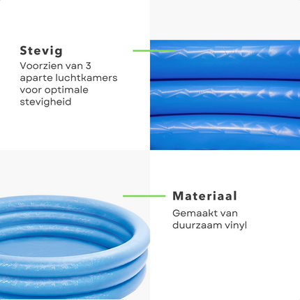 Cheqo® 3-Rings Zwembad - Opblaasbaar Zwembad - Opzetbad - Zwembad voor Kinderen - 147cm - 33cm - 3 Luchtkamers - Dubbelventielen -  Kinderbad Opblaas Zwembad