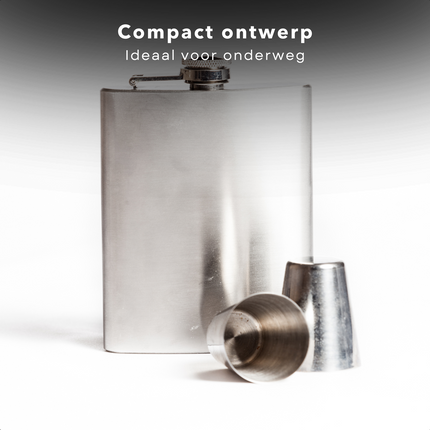 Cheqo® RVS Heupfles 200ml - Drankflacon met Schroefdop - Gemakkelijk voor onderweg - Reisbeker - Drinkfles - 200ml Inhoud - RVS Materiaal Heupfles