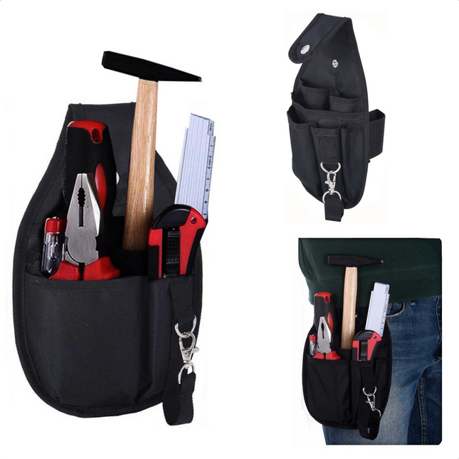 Cheqo® Gereedschapsgordel - 7 delig - Handige Houder voor Broeksriem - Bankhamer, Combinatietang, Schroevendraaier, Duimstok, Afbreekmes, Spanningszoeker Gereedschapsgordels