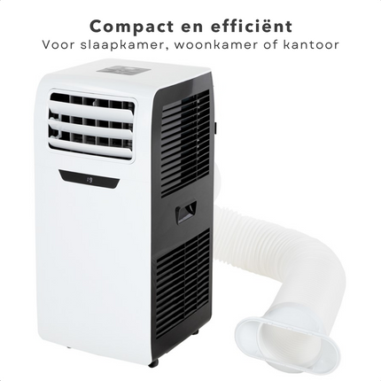 Cheqo® Mobiele Airco - Airconditioner - 9000BTU - 2600W - 350m3/h - Ontvochtigingsfunctie - 24-uurs timer - Afstandsbediening - Controlpanel - Verrijdbaar - 32-37 m2 - 1.0l/h - Afvoerslang - Wasbaar Filter - 220-240V - 50HZ Airco