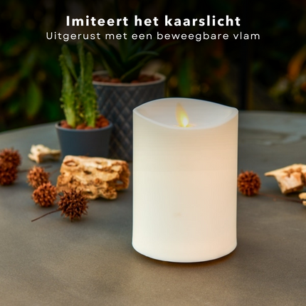 Cheqo® LED-Kaars met Laserfunctie - 12.5cm - Flakkerlamp & Laser - Op Batterijen - Veilig - Beweegbare Vlam - Realistische Nep Kaars - Theelichtje - Horeca Kaarsen - Waxinelichtjes - Wax Kaarsen - Kerstverlichting - Sfeerverlichting led kaarsen
