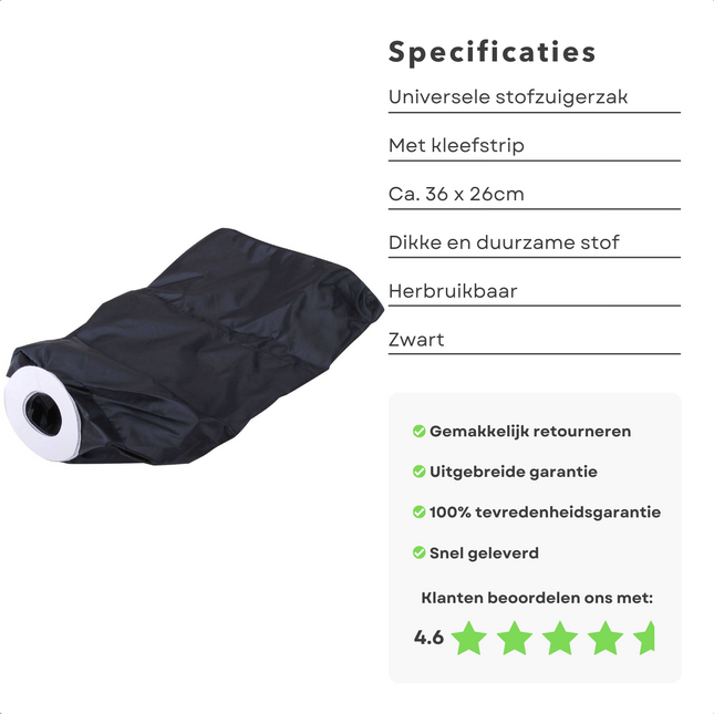 Cheqo® Universele Stofzuigerzak - 36x26cm - Met Plakstrip - Universeel - Stofzuigerzak - Stofzuigerhoes Stofzuigerzak