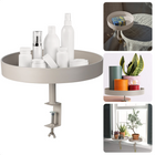 Cheqo® Dienbladtafel met Klem - Bijzettafel - Decoratief Dienblad met Klem - Balkontafel - Metaal - Ø36cm - Geschikt voor Tafels - Taupe (Lichtgrijs) Decoratieve dienbladen