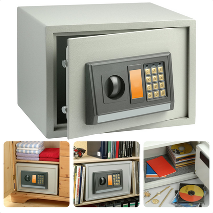 Cheqo® Digitale Elektronische Kluis - Muurbevestiging - Perfect voor het opbergen van Documenten, Sieraden & Waardevolle Spullen - 2mm RVS Buitenschaal - Verstevigd met Ronde Bouten - Toegangscode - Noodbediening via Sleutel - Montageset - 35x25x25cm Kluis