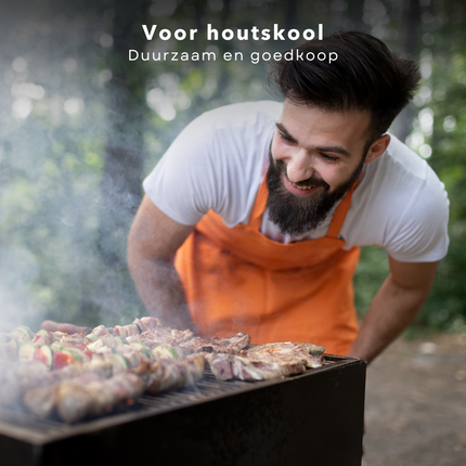Cheqo® Houtskoolbarbecue - Barbecue Houtskool - BBQ - Half Cilinder - 88x50xH72cm - 60x29cm Grilloppervlak - Zwart Poedercoat - 6600g BBQ