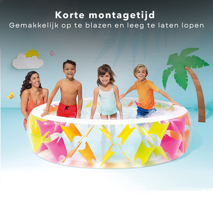 Cheqo® Opblaas Zwembad - Opblaasbad - 229x56cm - 840L - Extra Brede Randen - Compact Opvouwbaar - Leegloopventiel - Afvoer met Stop Opzetzwembaden