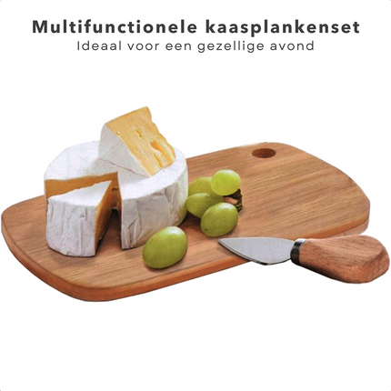 Cheqo® Mini-Kaasplankje - Kaasplank - Kaas Serveerplank - Bamboe Hout - Met Kaasmes van RVS Kaasplank
