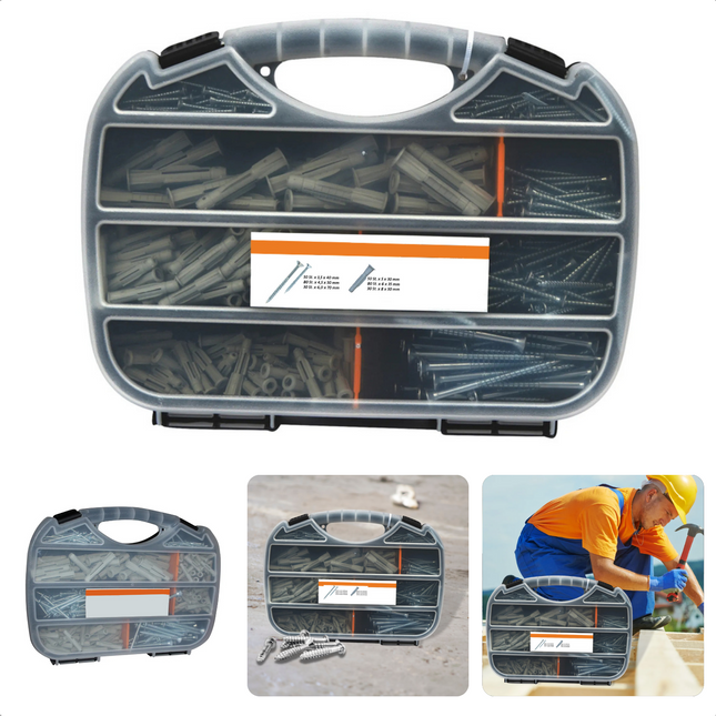 Cheqo® XXL 321-delige Schroeven- en Pluggenset in Koffer - Pluggen Set - Schroeven Set in Gereedschapskoffer Pluggenset