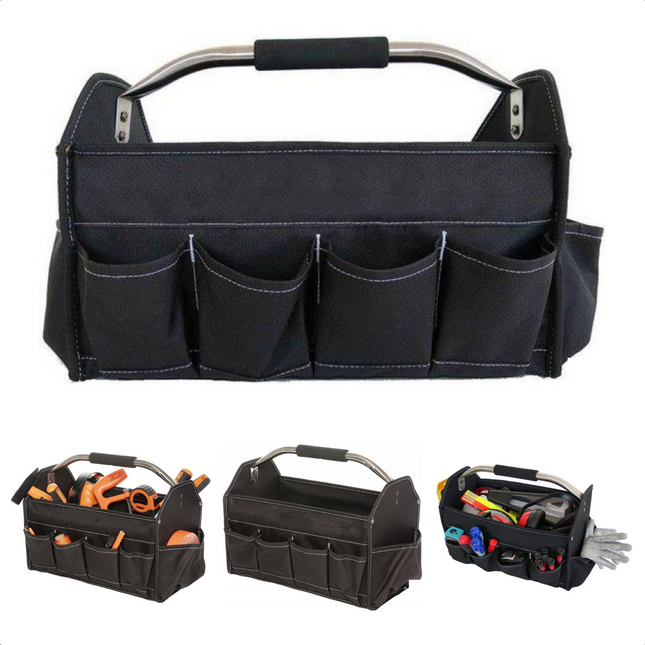 Cheqo® Draagbare Dubbelzijdige Gereedschapstas - Gereedschapskoffer - 40cm - Compacte & Ruime Tas - 20kg Draagvermogen - 600D Polyester - 5 Beschermvoeten Gereedschapstas
