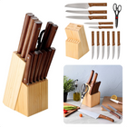 Cheqo® Messenblok - Messenset met Blok - 11 Messen + 1 Schaar - Roestvrijstaal - Chefmes - Vleesmes - Broodmes - Multifunctioneel Mes - Schilmes- Steakmessen - Keukenschaar - Houten Blok Messenblokken met messen