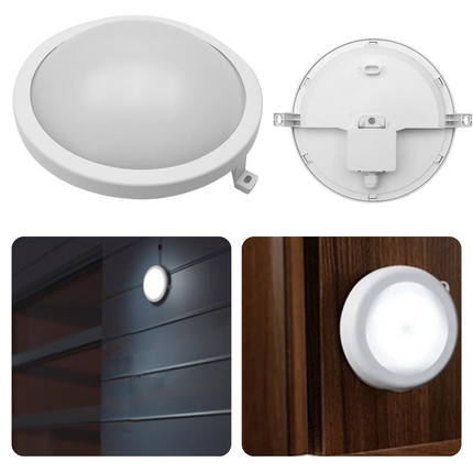 Cheqo® LED Wandlamp - Buitenlamp - Tuinlamp - Multifunctioneel - Badkamerlamp - 6w - ø15.6cm - 220-240v - Zonder Adapter Wandlamp