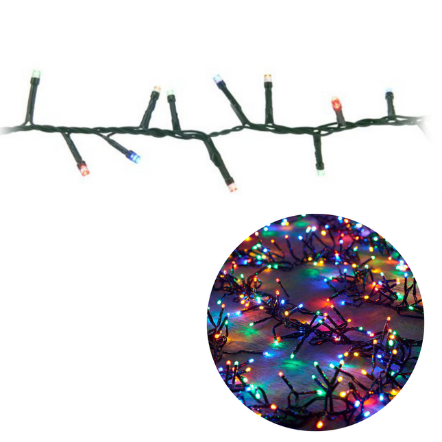 Cheqo® Kerstboomverlichting - Micro Clusterverlichting - Kerstlampjes - Led Verlichting - Kerstverlichting voor Binnen en Buiten - Met Haspel - 1250 LED - 25 Meter - Met Timer - Multicolor Clusterverlichting