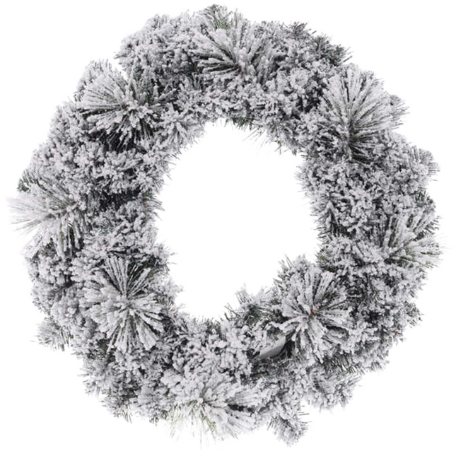 Cheqo® Kerstkrans met Sneeuw - Krans - Kerstdecoratie - Kerstmis - Groen en Wit - ø50 cm Kerstkrans