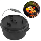Cheqo® Dutch Oven Pan - Gietijzer - Braadpan - BBQ Pan - Barbecue Pan - ø25cm x h15cm - Deksel met Opstaande Rand - Veelzijdig Gebruik - Ook als Oven - 5,5kg Barbecuepannen