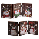 Cheqo® Kerstdecoratie Sneeuwpop - Lichtgevend Drieluik - Kerstverlichting - Kerstdeco - Houten Decoratie met Licht Kerstdecoratie