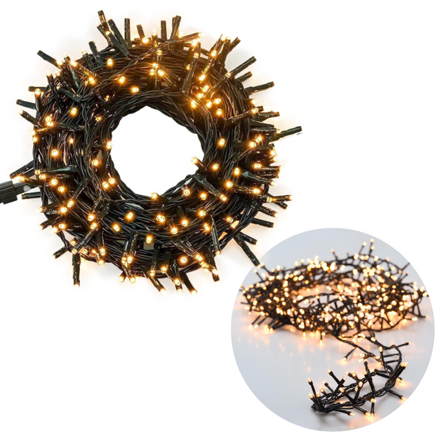 Cheqo® Kerstboomverlichting - Micro Clusterverlichting - Kerstlampjes - Led Verlichting - Kerstverlichting voor Binnen en Buiten - 1500 LED's - 30 Meter - Extra Warm Wit Clusterverlichting
