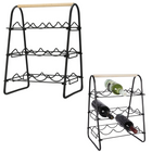 Cheqo® Wijnrek - Wijnfleshouder - Flessenrek - Flessenhouder voor 9 Flessen - Metaal - 46cm wijnrek