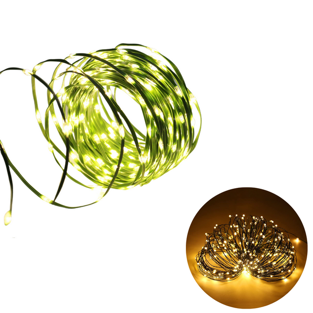 Cheqo® XL Draadverlichting - Kerstverlichting - Kerstlampjes - Kerstboomverlichting -  Lampjes Slinger - Lichtsnoer - LED Lampjes voor Binnen en Buiten - 320LED - 24 Meter - Extra Warm Wit Lichtsnoer