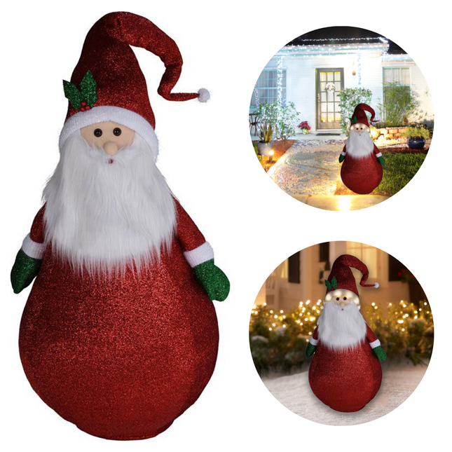 Cheqo® Kerstman Beeld - XXL Kerstfiguur - Grote Kerstman met LED - Voor Binnen en Buiten - Kerstdecoratie - 120 cm Verlichte Kerstfiguren